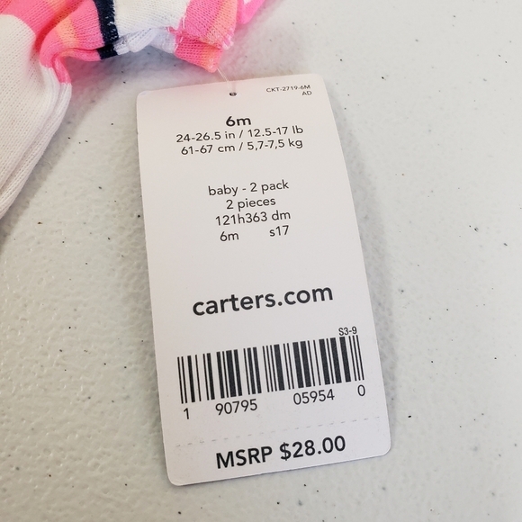 Carter's Baby Girls 2 Piece Shortalls Romper Outfit Size 6m - Picture 5 of 5